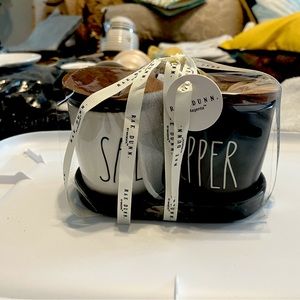 Salt and pepper holders from Rae Dunn